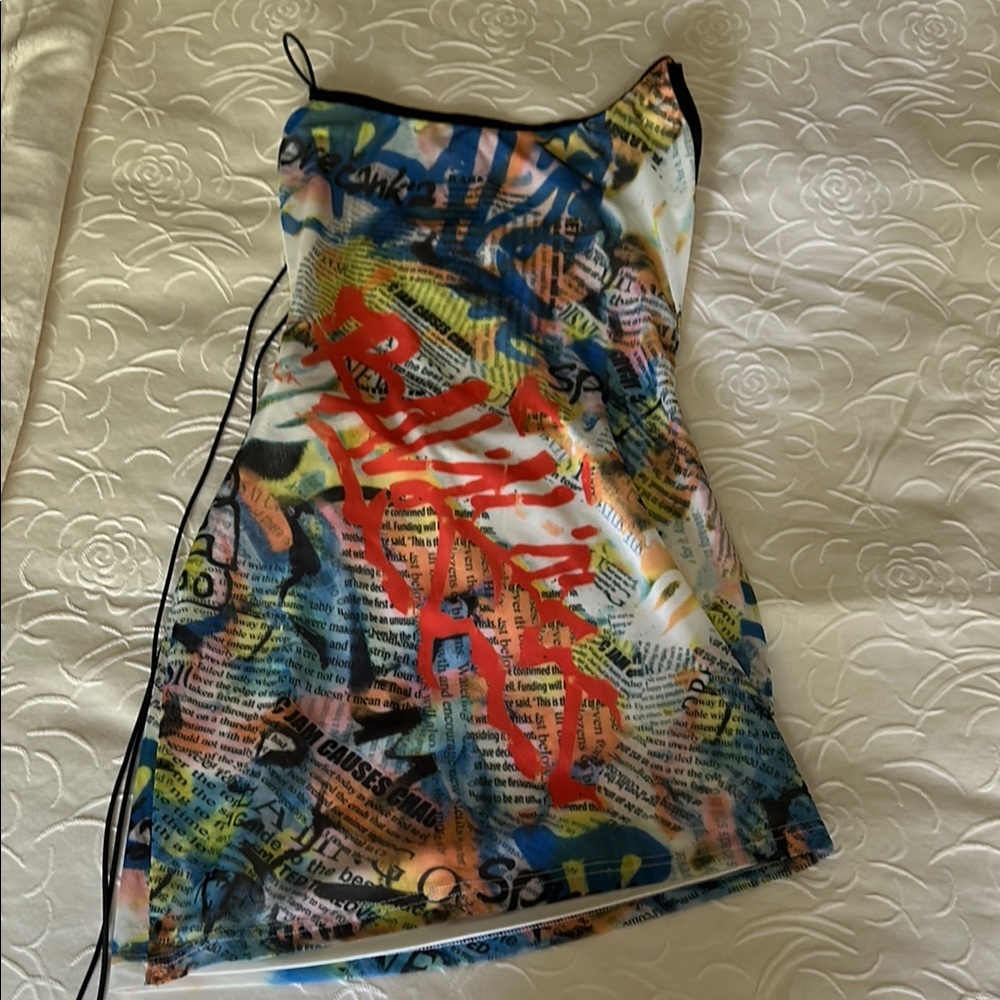 Superdown Multicolor Graffiti Mini Dress - image 1